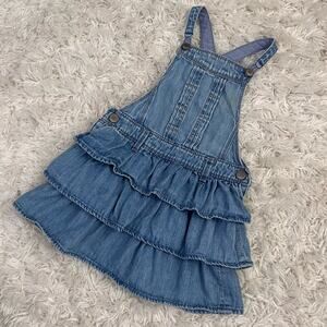 Baby Gap Tiered Ruffle Denim Overall Dress Size 3 Years